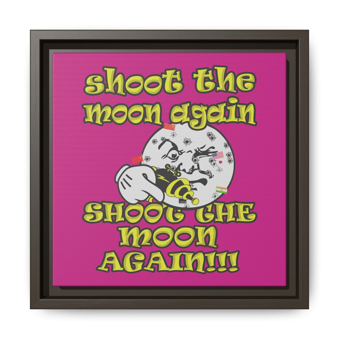 shoot the moon again - framed canvas art (pink)