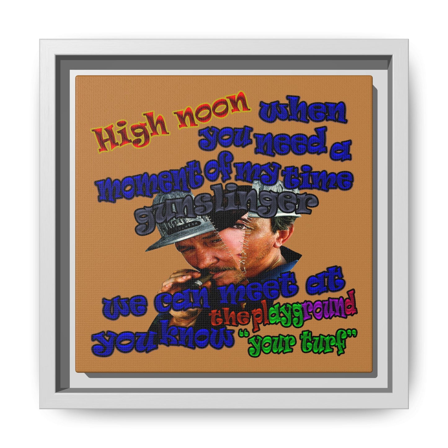 high noon - framed canvas art (light brown)