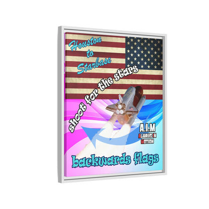 shoot for the stars - framed canvas art (light blue-pink wave)