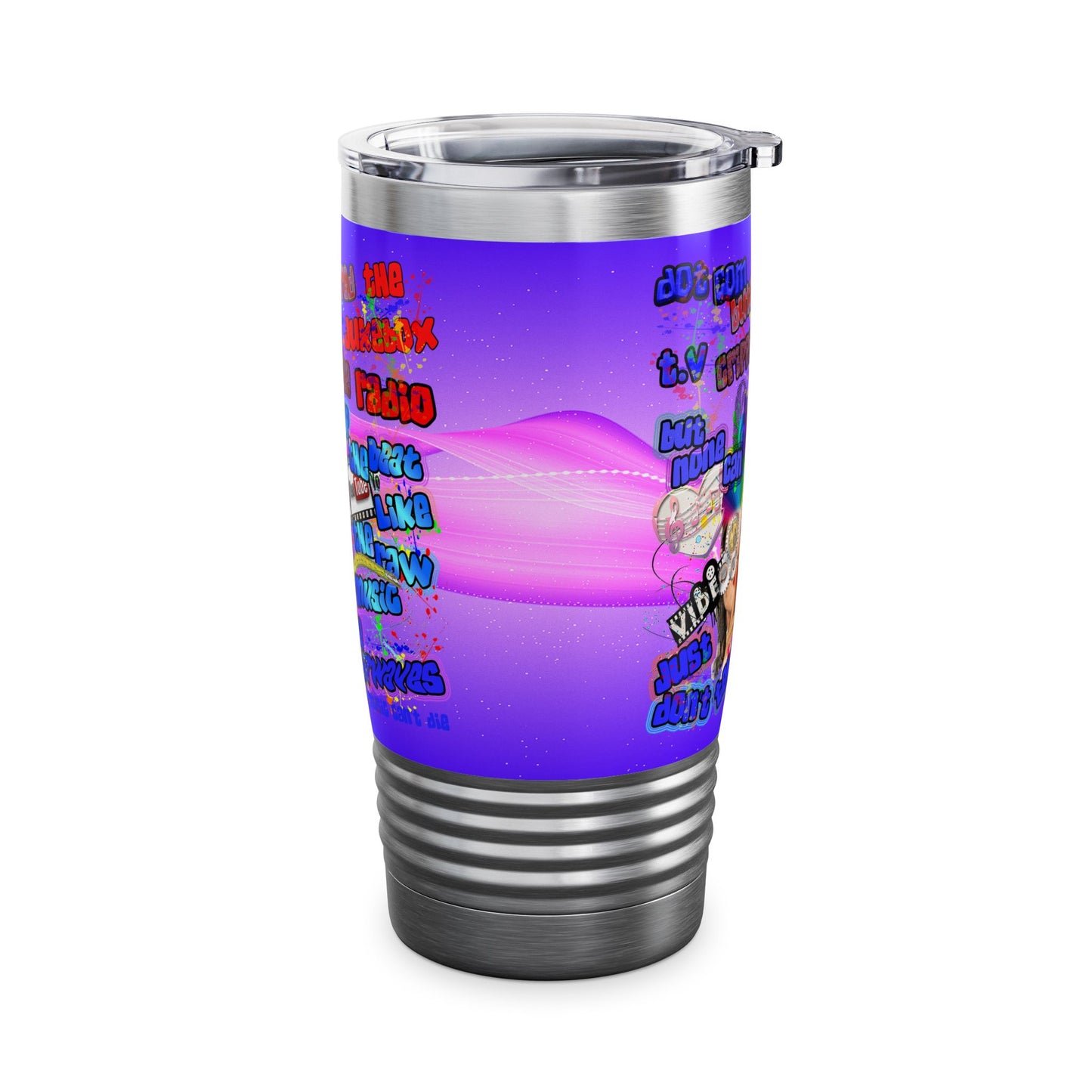 drop the beat - Ringneck Tumbler, 20oz  (purple-pink wave)