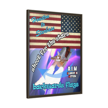 shoot for the stars - framed canvas art (grey-pink wave)
