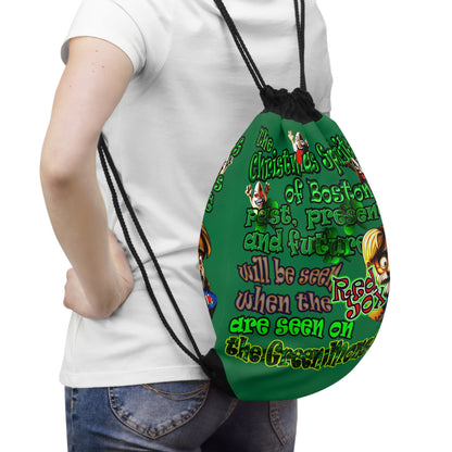 christmas spirits of boston - Drawstring Bag (dark green)