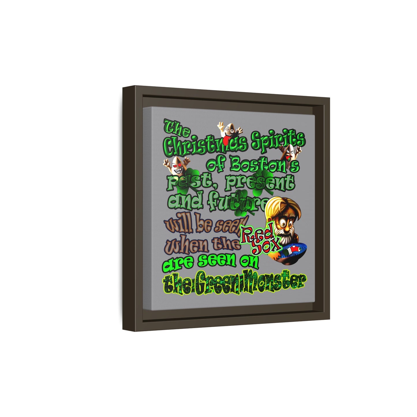 christmas spirits of boston - framed canvas art (grey)