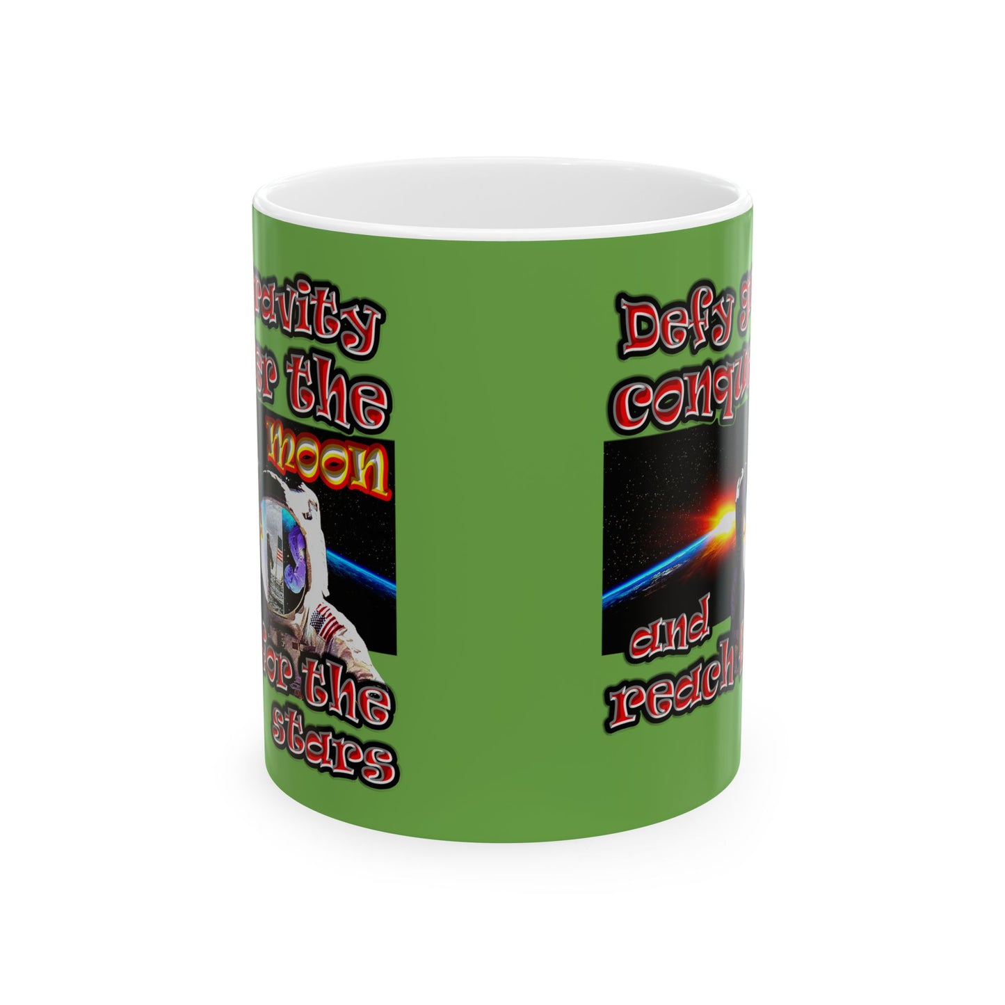 defy conquer reach - White Mug (green)