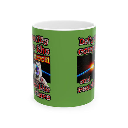 defy conquer reach - White Mug (green)