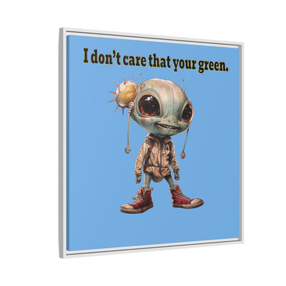 I don't care that your green - framed canvas art (light blue)