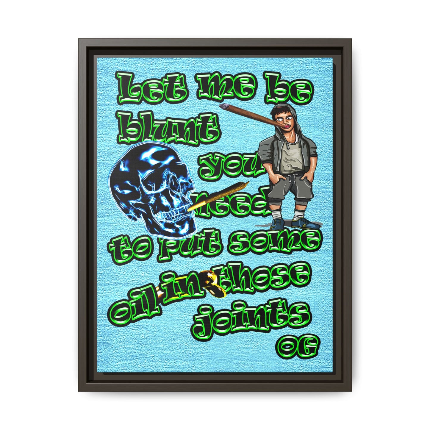 og - framed canvas art (faded blue)