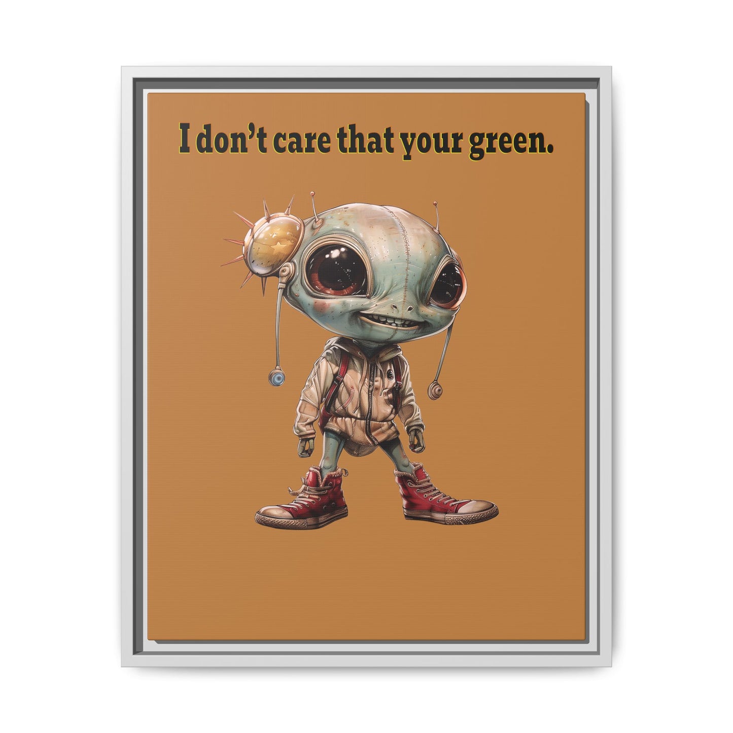I don't care that your green - framed canvas art (light brown)