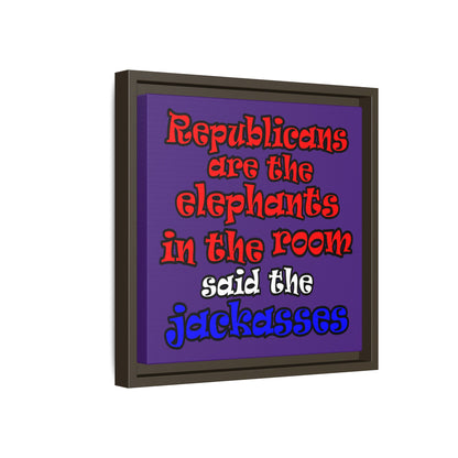 donkeys and elephants - framed canvas art (purple)