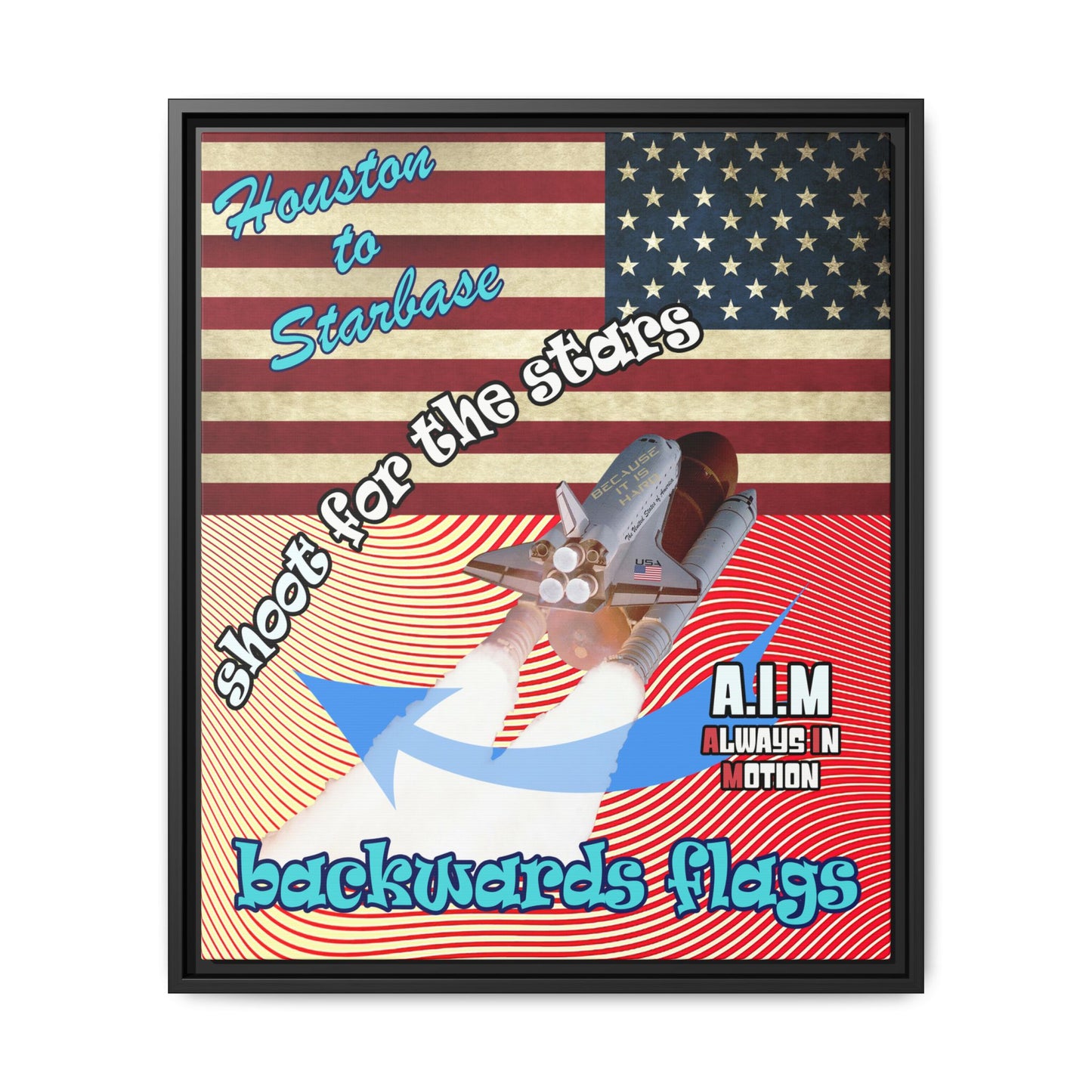 shoot for the stars - framed canvas art (yellow-orange wave)