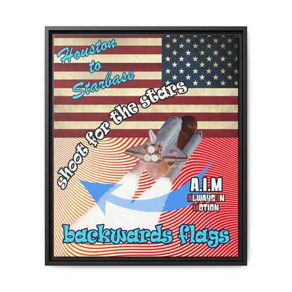 shoot for the stars - framed canvas art (yellow-orange wave)