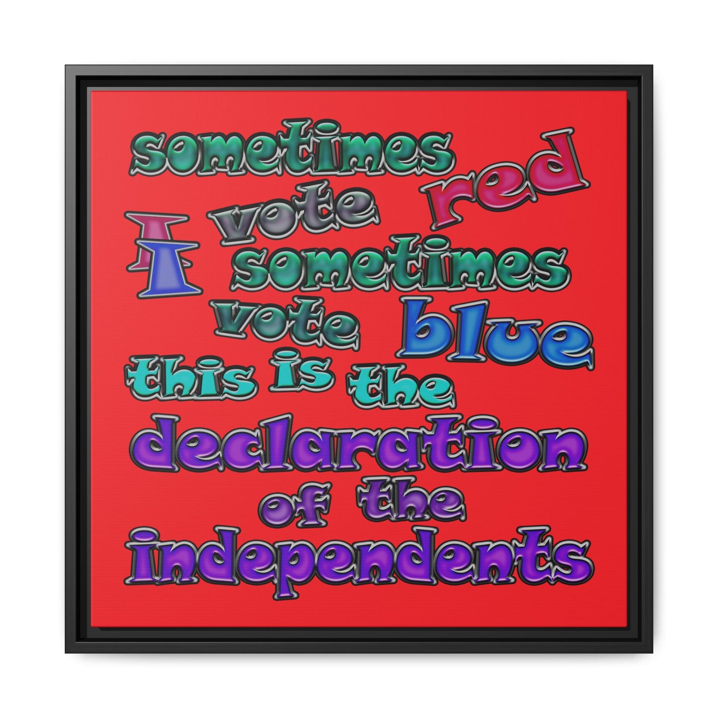 declaration of the independents - framed canvas art (red)