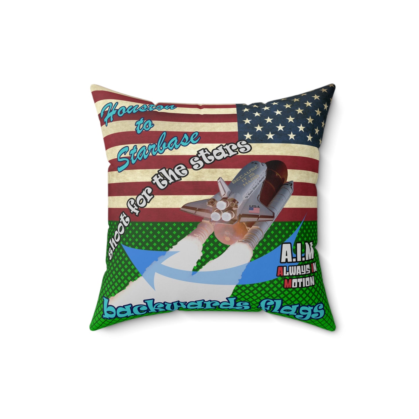 shoot for the stars - Spun Polyester Square Pillow - (logo green)