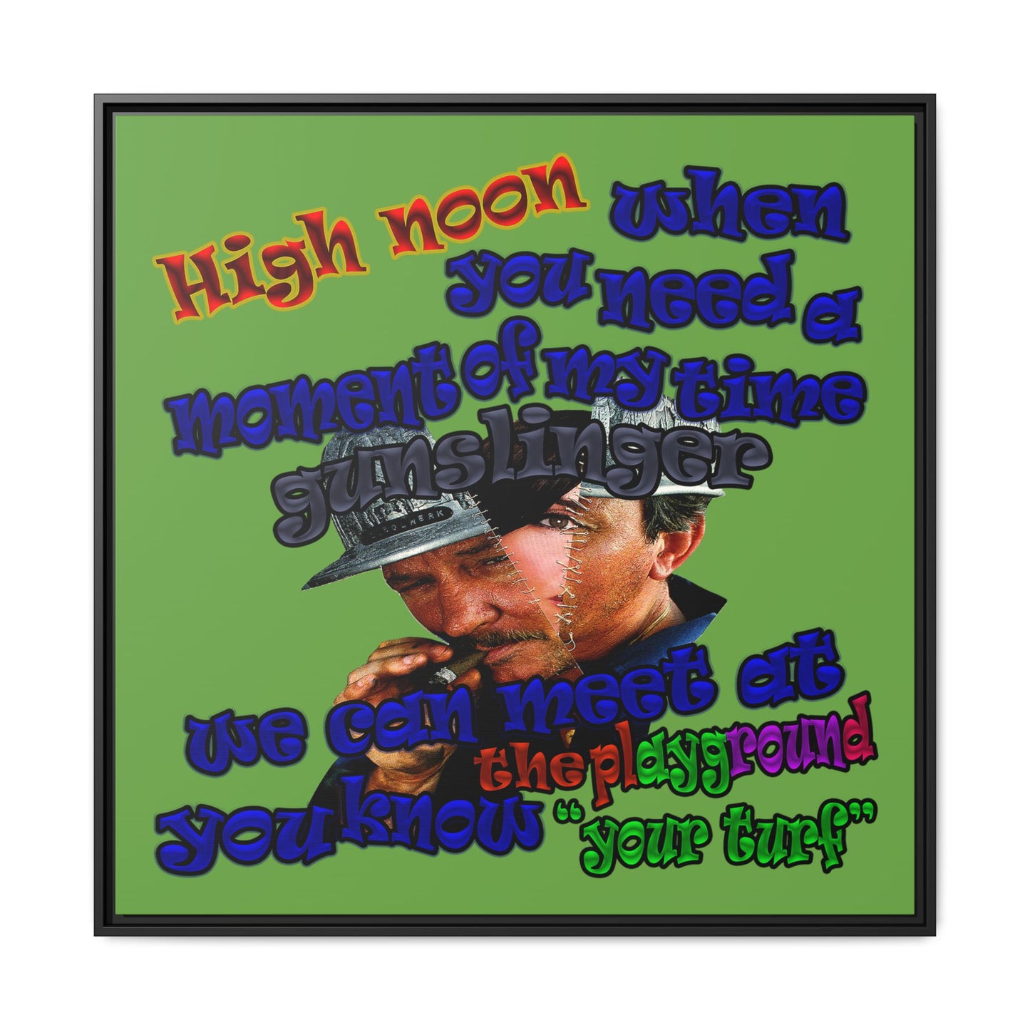 high noon - framed canvas art (green)