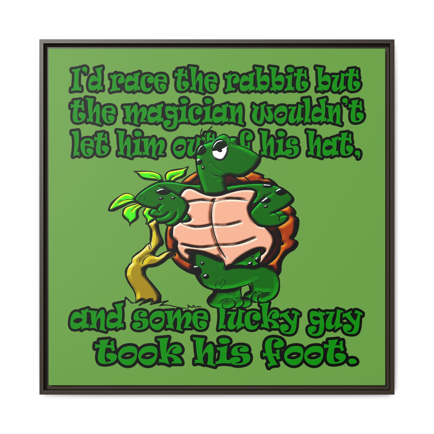 turtle race - framed canvas art (green)