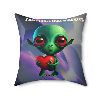 I don't care that your grey - Faux Suede Square Pillow - (grey-pink wave)