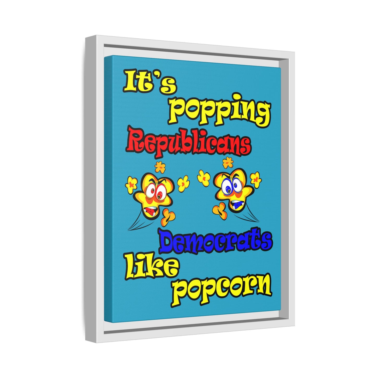 popping like popcorn - framed canvas art (turquoise)