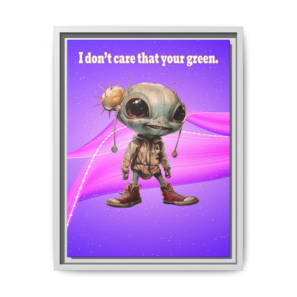 I don't care that your green - framed canvas art (purple-pink wave)