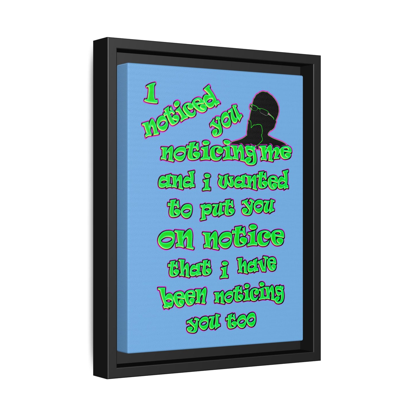 noticed you noticing - framed canvas art (light blue)