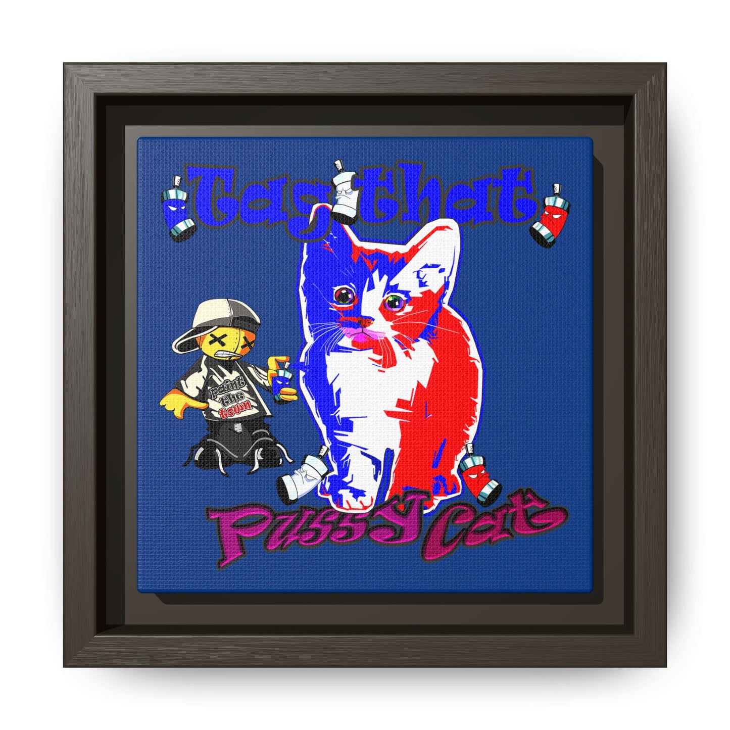 tag that - framed canvas art (dark blue)