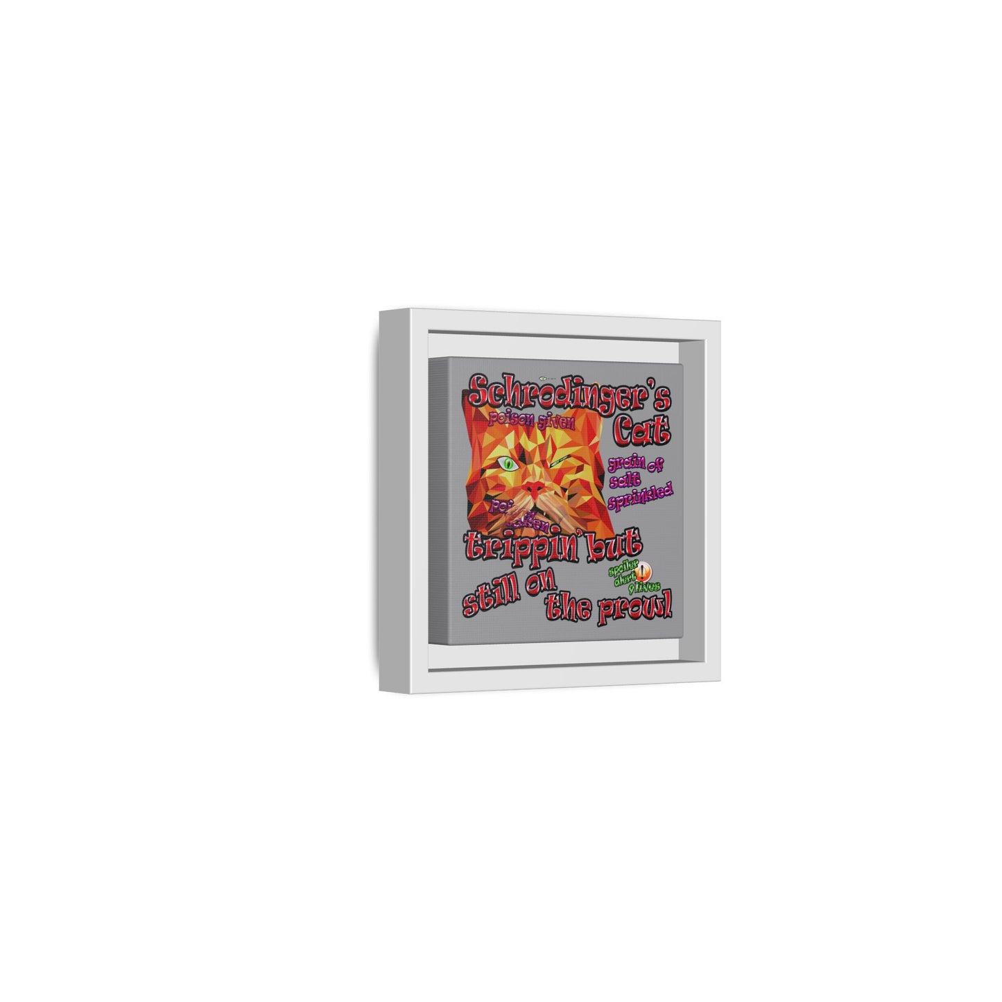 schrodinger's cat - framed canvas art (grey)