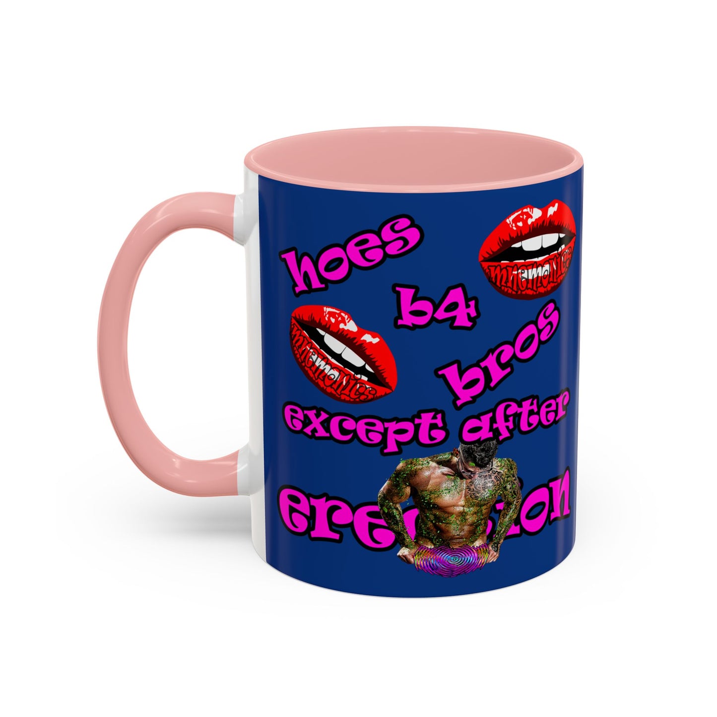 hoes b4 bros - Accent Mug (dark blue)