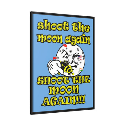 shoot the moon again - framed canvas art (light blue)