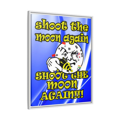 shoot the moon again - framed canvas art (blue-white wave)