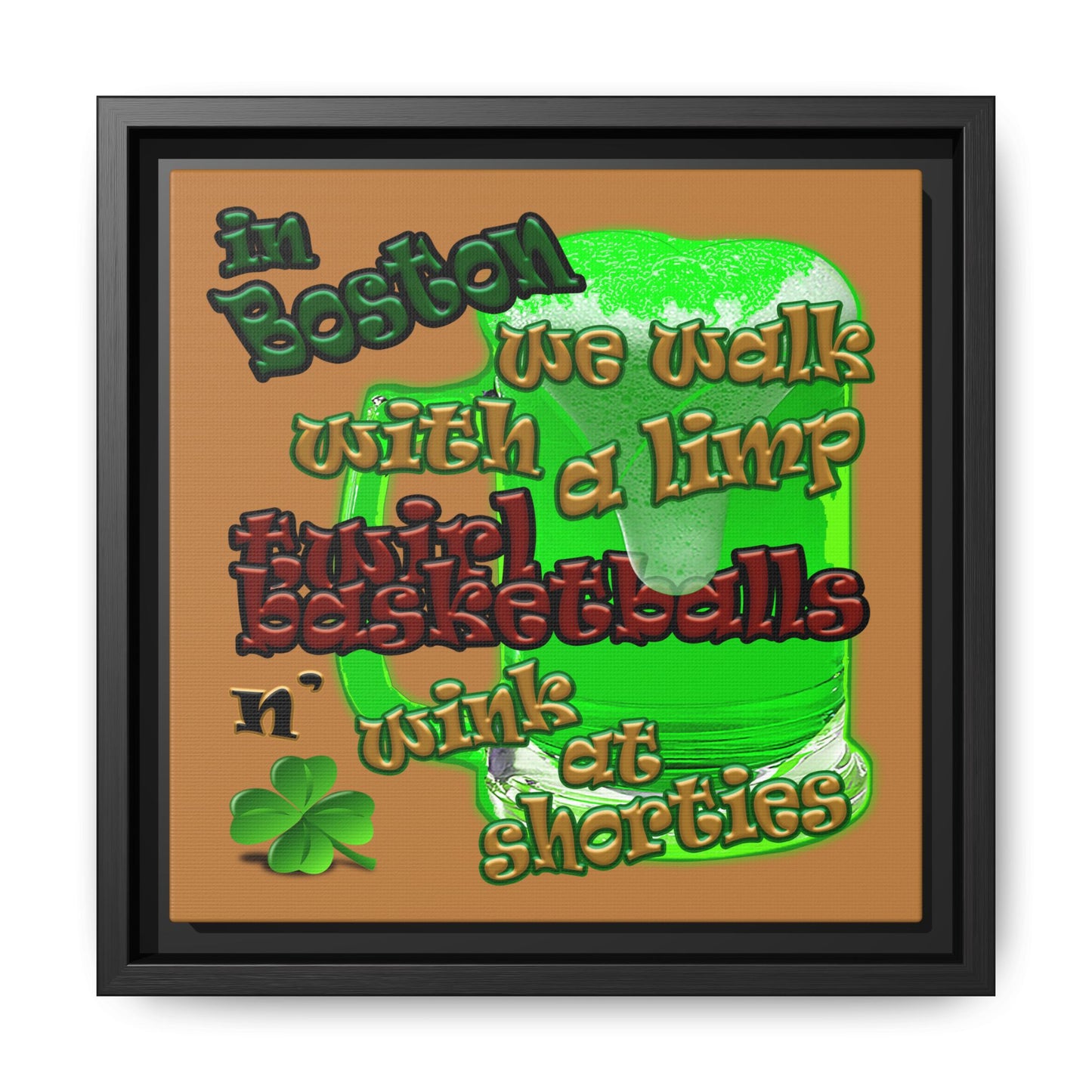 celtics logo - framed canvas art (light brown)