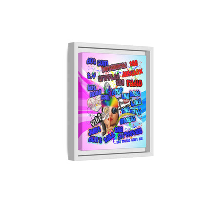 drop the beat - framed canvas art (light blue-pink wave)