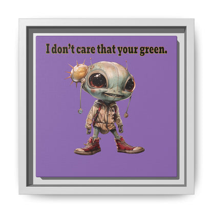 I don't care that your green - framed canvas art (light purple)