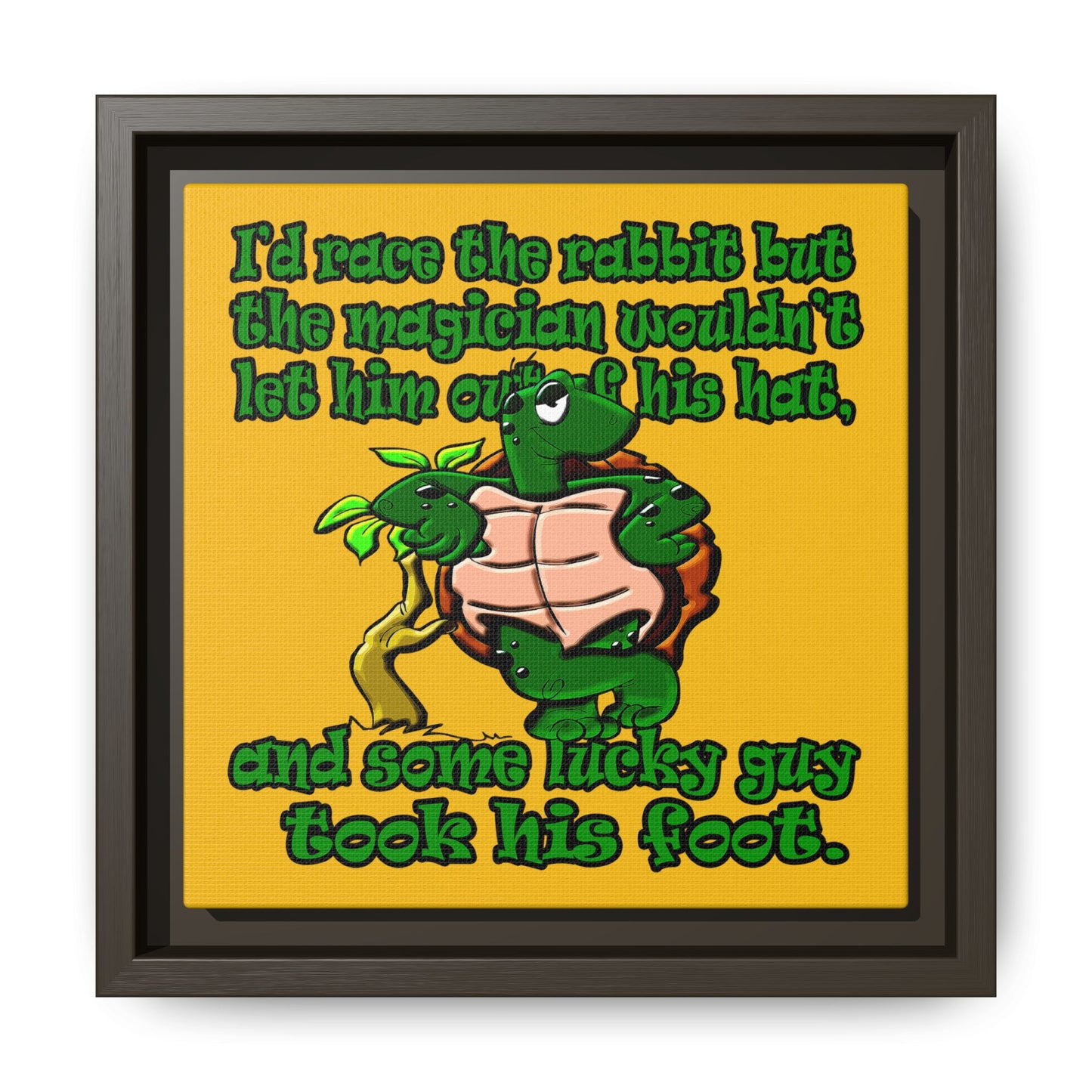 turtle race - framed canvas art (yellow)