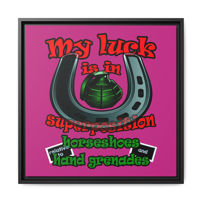 my luck - framed canvas art (pink)