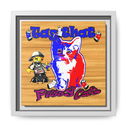 tag that - framed canvas art (butterscotch wood finish)