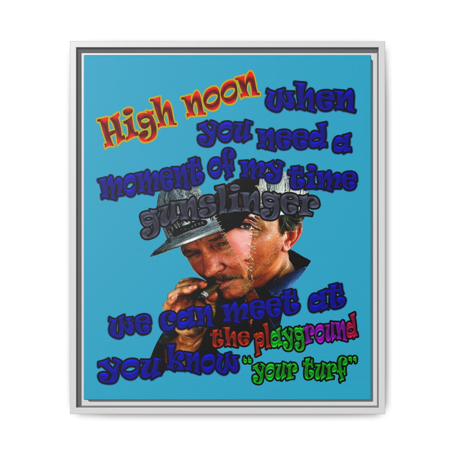high noon - framed canvas art (turquoise)