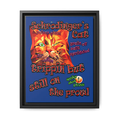 schrodinger's cat - framed canvas art (dark blue)