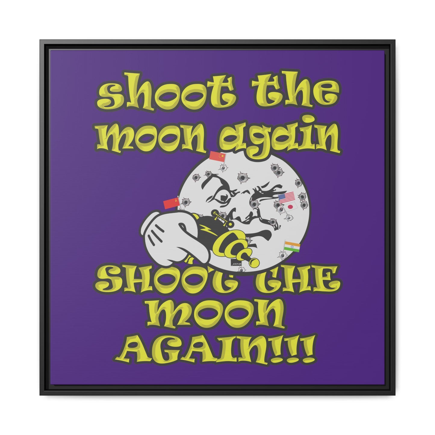 shoot the moon again - framed canvas art (purple)