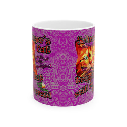 schrodinger's cat - White Mug (pink swirl)