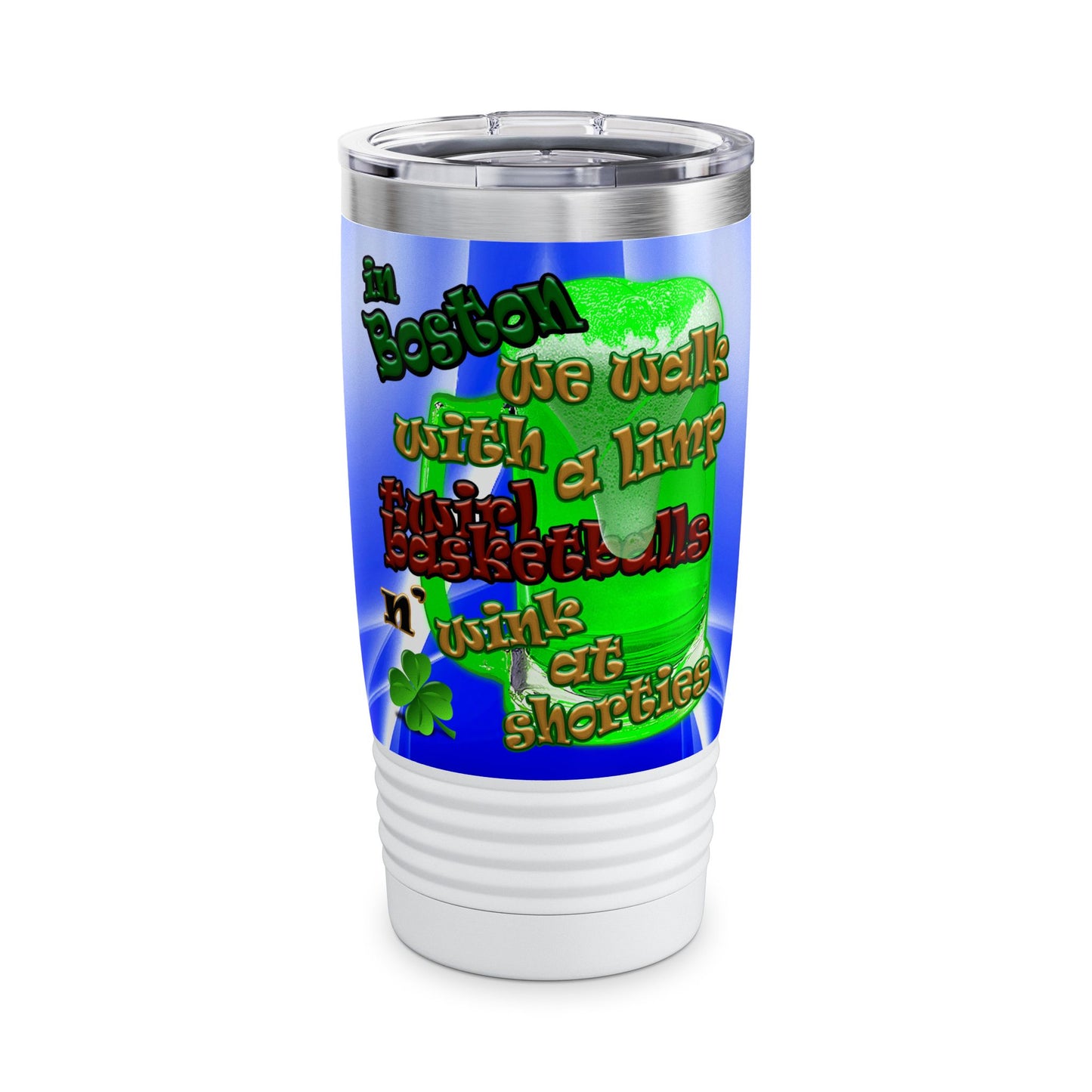 celtics logo - Ringneck Tumbler, 20oz (blue-white wave)