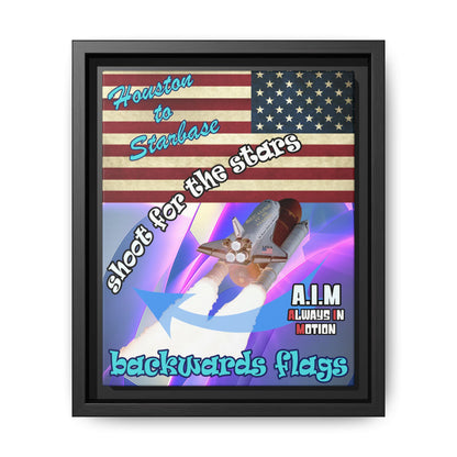 shoot for the stars - framed canvas art (grey-pink wave)