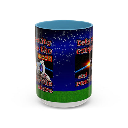 defy conquer reach - Accent Mug ('snoops' background)