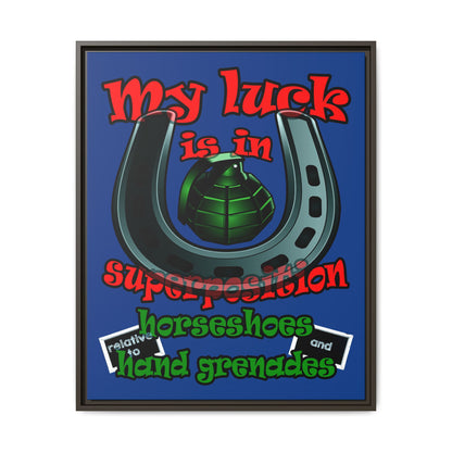 my luck - framed canvas art (dark blue)