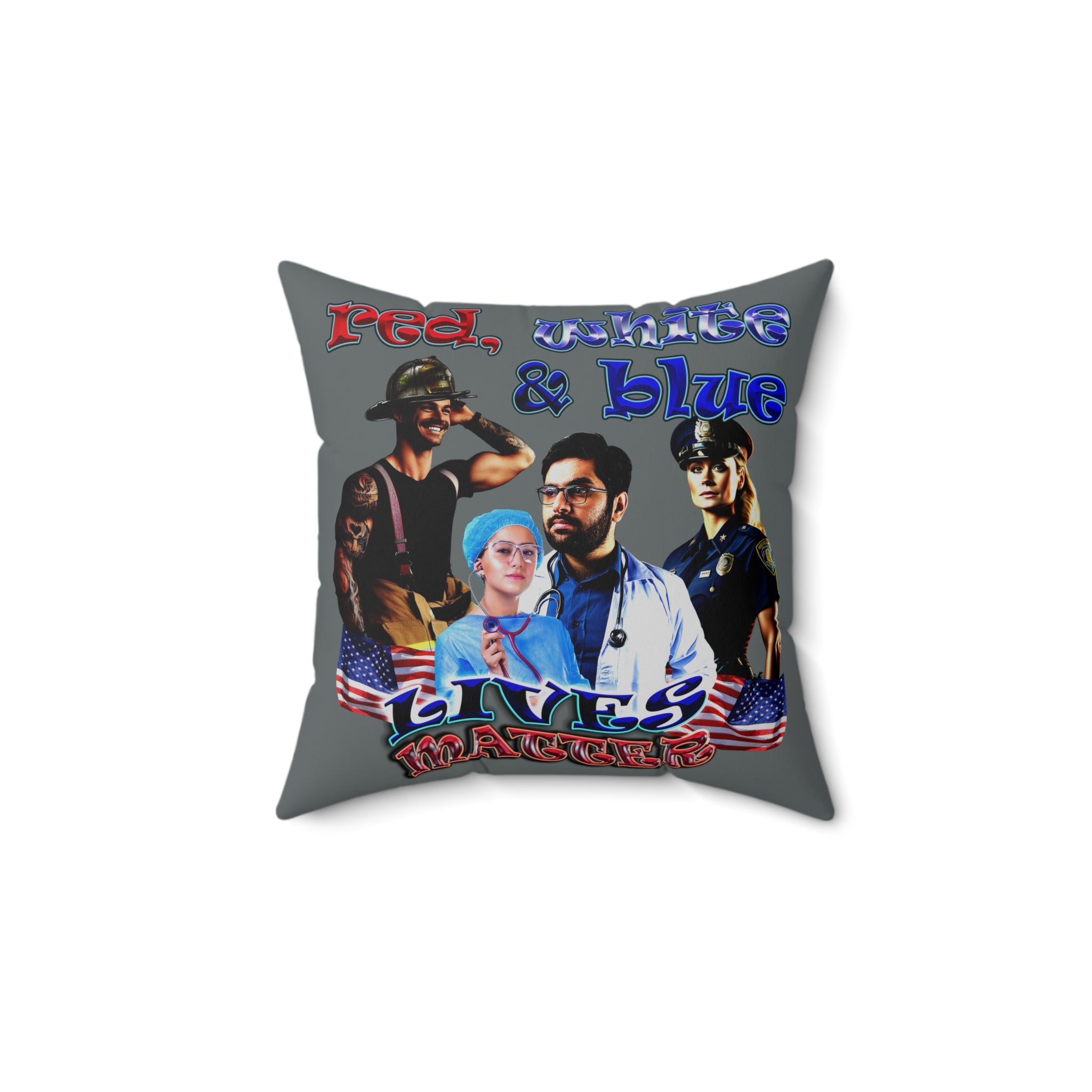 rw&b lives matter - Spun Polyester Square Pillow - (dark grey)