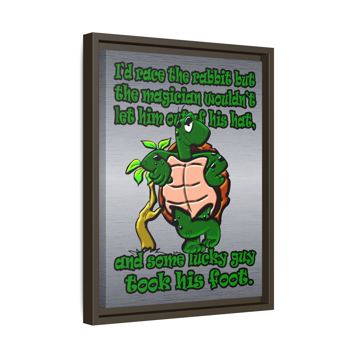 turtle race - framed canvas art (brushed nickel)