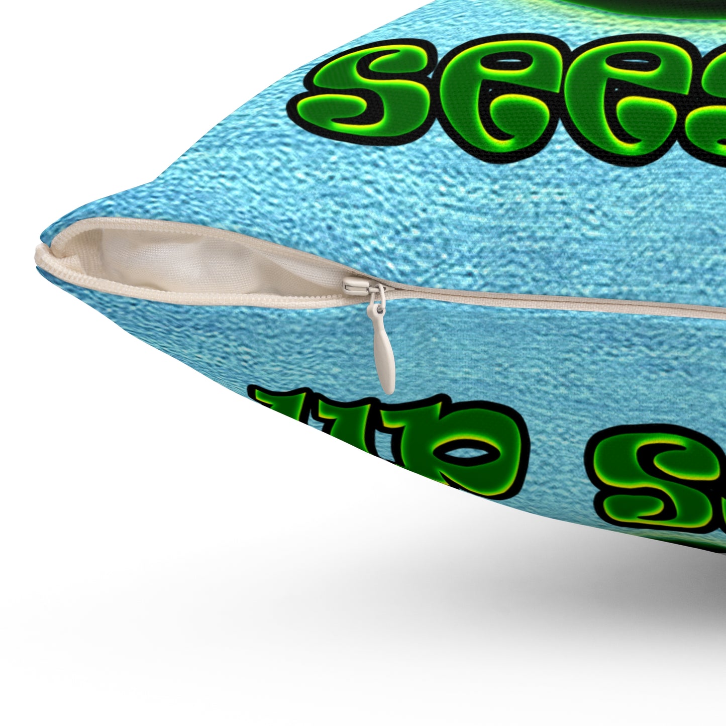 green monster - Spun Polyester Square Pillow - (faded blue)