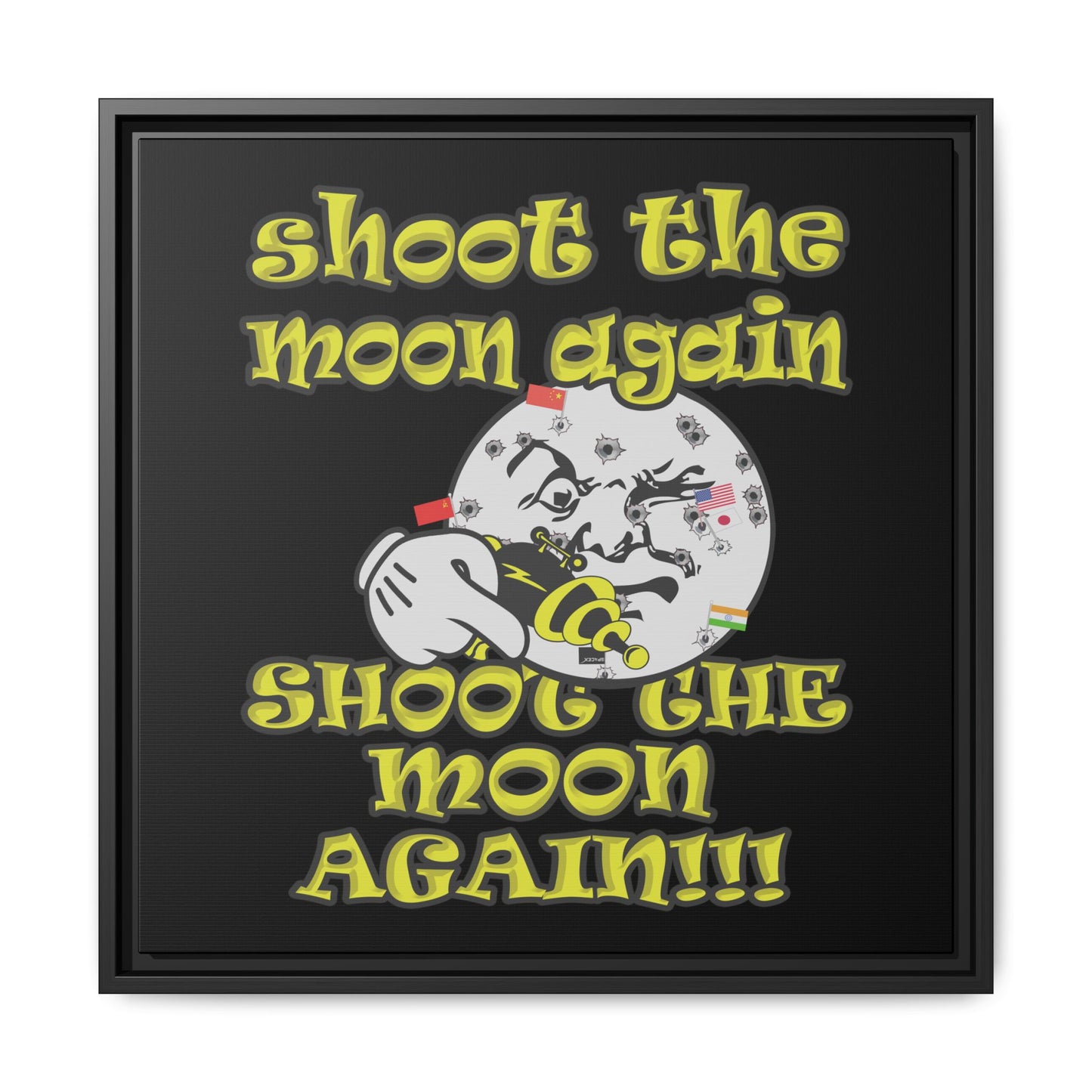 shoot the moon again - framed canvas art (black)