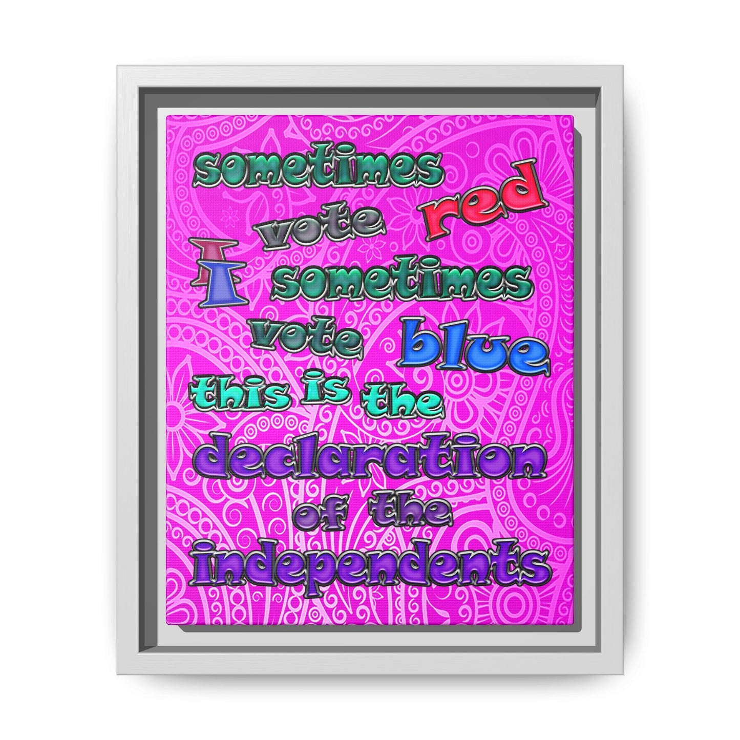 declaration of the independents - framed canvas art (pink swirl)
