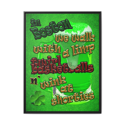 celtics logo - framed canvas art (green turf)