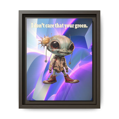 I don't care that your green - framed canvas art (grey-pink wave)