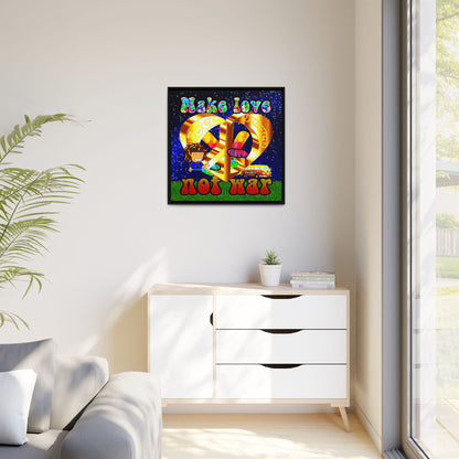 love peace - framed canvas art ('snoops' background)